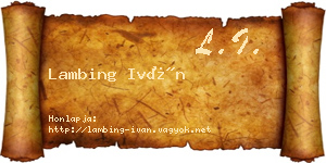 Lambing Iván névjegykártya